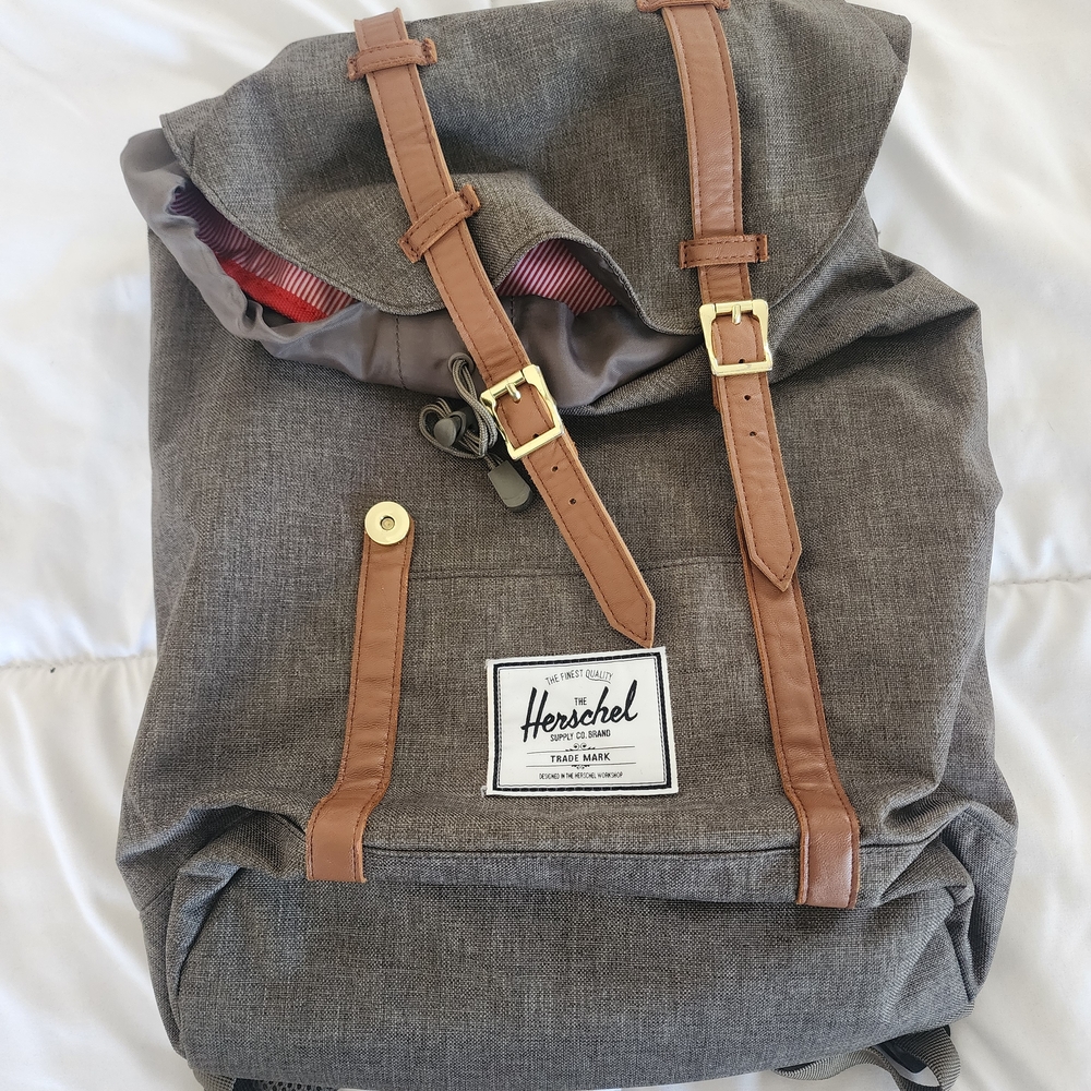 Herschel Supply Company Grey Canvas Backpack with Tan Trim